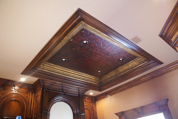 Ceiling above the fireplace